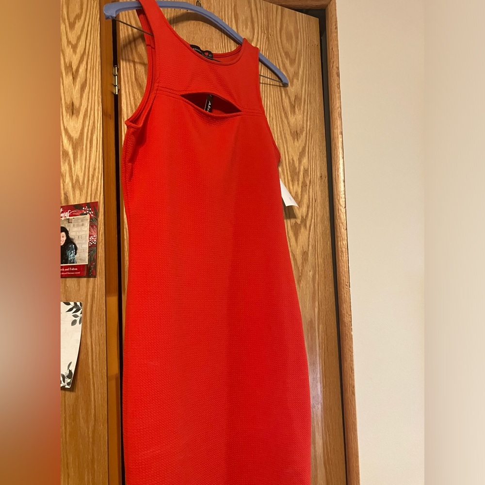 NWT $60 Absolutely Love It!! bright red sleeveless dress with small chest cutout - Picture 4 of 16